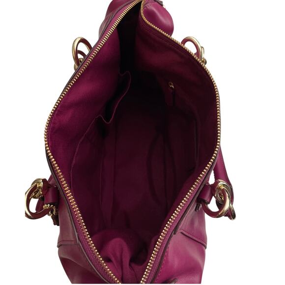 COACH Colette Magenta Leather Satchel, Gold Accents, 2 Hang Tags, Dustbag NWT - Picture 10 of 13